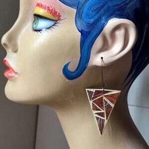 Artisan Handmade Geometric leather statement earrings